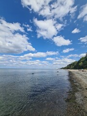 Fototapeta premium Blick auf die Ostsee mit Strandsand in Wilhelmshöhe - Mecklenburg - Vorpommern
