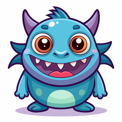 Cute Smiling Monster glossy vector illustration, highly detailed, ultra-detailed, on a white background