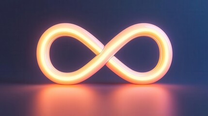 A glowing 3D infinity symbol rotating in space, 3D glow, infinity, abstract