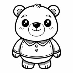 Charming Bear Sketch for Kids Black & White art Vector Coloring Page