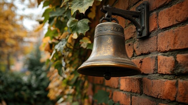 Vintage Bell on a Brick Wall