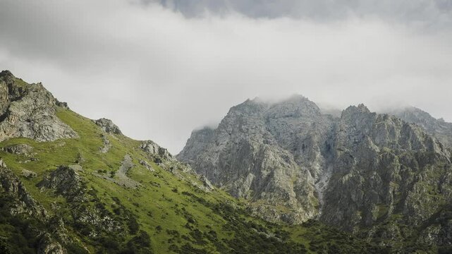 Ala Archa National Park of Kyrgyzstan, timelapse of the mountain landscape