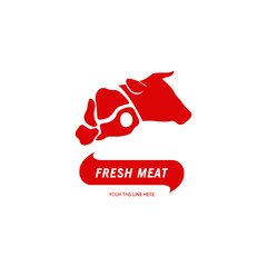 Beef fresh meat logo design template.
