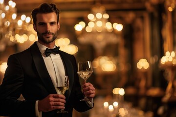 Elegant Man in a Tuxedo at a Gala
