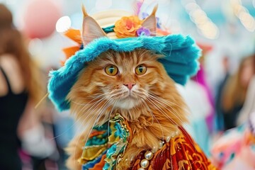  Flamboyant Cat in Festive Attire