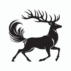 Deer silhouette vector on white background