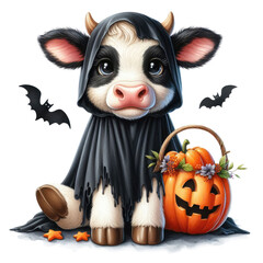Obraz premium Cute Halloween Cow Sublimation Clipart Vector Illustration
