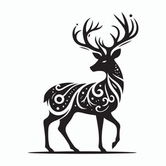 Deer silhouette vector on white background