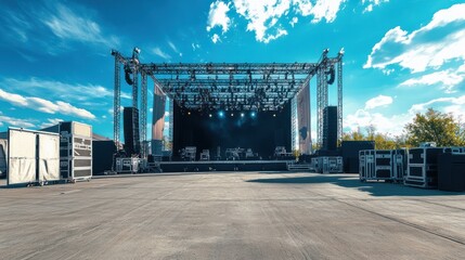 Empty Stage Ready for Music Festival