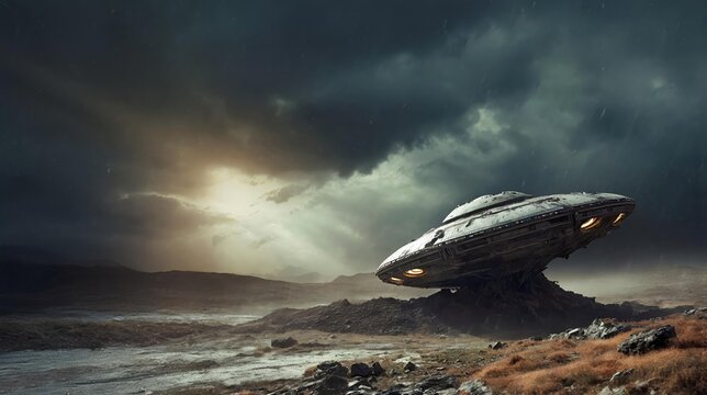 A crashed ufo on a distant planet