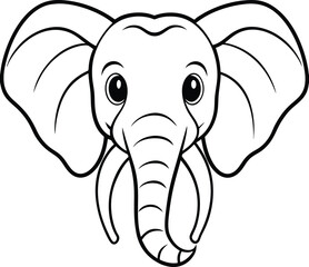 Fun and cute elephant face illustration designed for children’s coloring books
