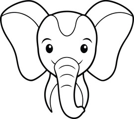 Obraz premium Adorable elephant face line art perfect for kids to color and enjoy their creativity 
