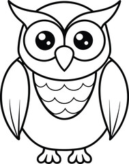 Cute owl line drawing perfect for kids to color simple and engaging graphic illustration for a fun time
