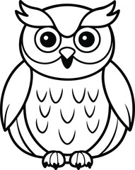 Whimsical owl graphic illustration for kids coloring books full of cute details
