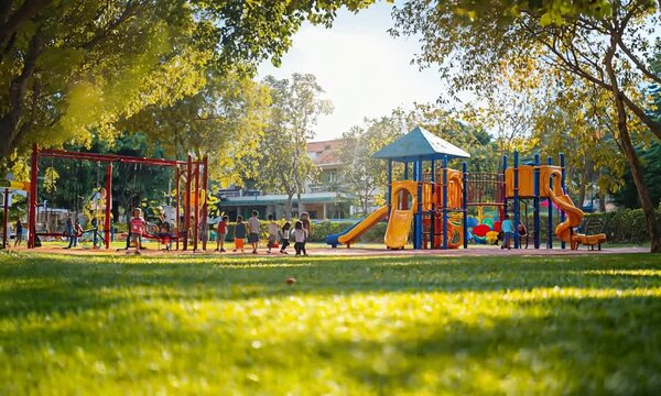 a children's play area in a park