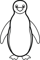 Charming penguin line art graphic perfect for kids to color and enjoy in a fun coloring book
