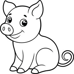 Fototapeta premium A sweet pig line art illustration for kids to color and enjoy in their favorite coloring books 