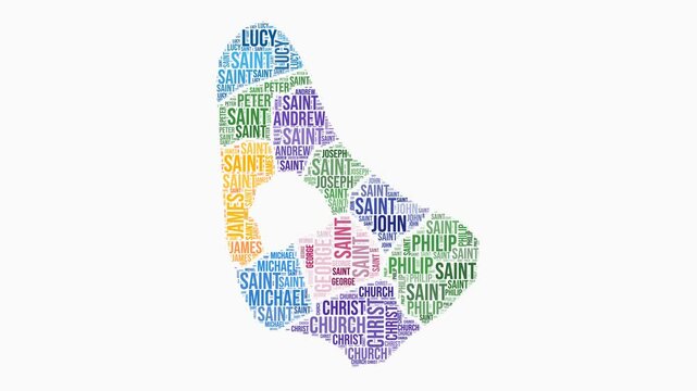 Barbados regions word cloud animation. Country logo animated video. Barbados colored text cloud. Regions typography style motion graphics. Elegant video.