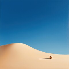 A serene desert landscape featuring rolling sand dunes under a clear blue sky, evoking a sense of tranquility and solitude.