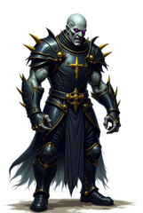 Fototapeta premium Cursed Warrior of Dark Fate , dark fantasy aesthetic, high-detail illustration, epic fantasy artwork, character concept art, rich color palette, dark and gritty style.