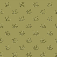 Leaves seamless pattern. Foliage simple repeat background. Vector hand drawn illustration.