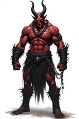 Fototapeta premium Mighty Demon of Dark Fantasy , dark fantasy aesthetic, high-detail illustration, epic fantasy artwork, character concept art, rich color palette, dark and gritty style.