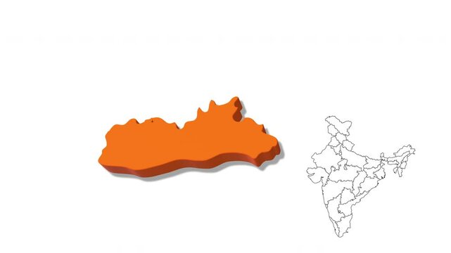 India Map Showing Meghalaya State in Detail