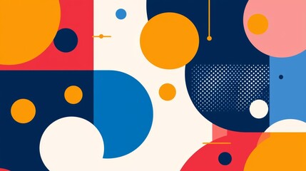 Obraz premium Geometric world, connected abstract symbols, minimalist network, flat design illustration