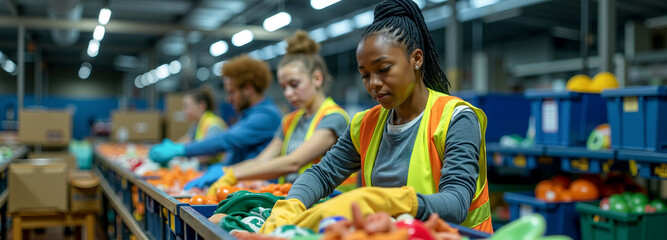A group of people working in a warehouse