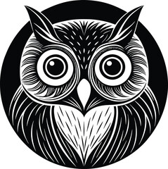 Stunning owl face illustration with vibrant colors and sharp details capturing the essence of this majestic bird
