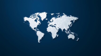 Circular world map, minimal connected lines, symbolic synergy, flat design illustration