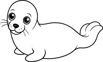 Sweet seal illustration ideal for kids coloring books simple outlines create a perfect canvas for young artists to enjoy

