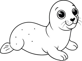 Fun seal line art for kids coloring books captures the charm of seals in a delightful and easy-to-color graphic illustration

