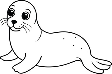 Adorable seal drawing for children's coloring books easy to color with clean lines and a playful design to spark imagination

