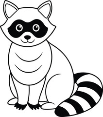 Cute raccoon line art perfect for kids coloring book simple fun design for creative play and imagination
