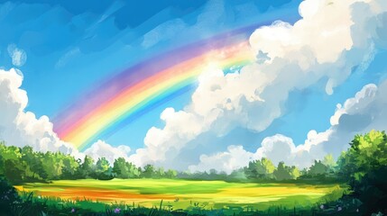 Natural beauty with bright rainbows and spring views