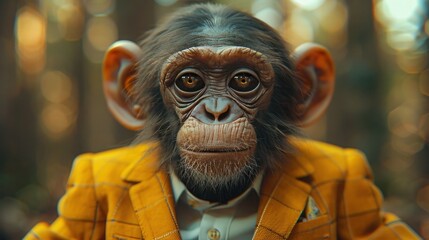 Business-savvy Monkey Giving Thumbs Up in Photobashed Portrait