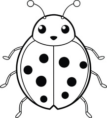 Delightful ladybug line art for kids coloring book fun charming design easy to color and perfect for fostering creativity in children

