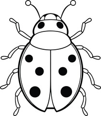 Obraz premium Adorable ladybug line art perfect for kids coloring book fun and creativity with simple charming design for little artists