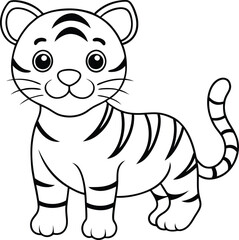 Playful Tiger cub graphic for children's coloring book easy to color and delightful for young artists