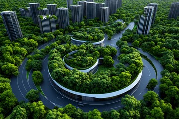 Fototapeta premium A futuristic concept of a smart city where energy-saving technologies and renewable resources power every aspect of urban life