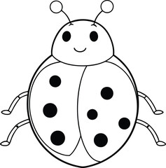 ladybug illustration graphic for coloring books featuring a simple and cute design