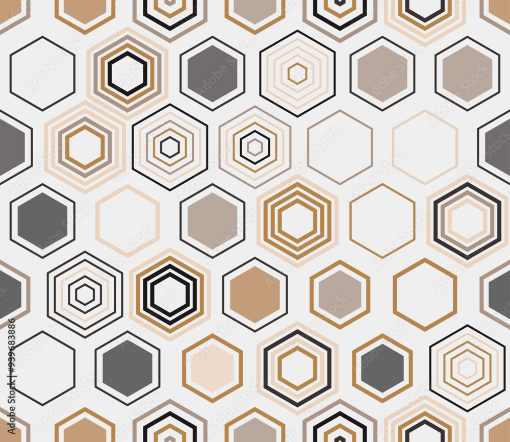 Poster seamless geometric pattern. geometric shapes of varied style and color. large hexagon shapes. tileab