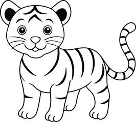 Adorable tiger cub line art perfect for kids coloring book a fun and easy design for young artists
