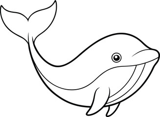 Fototapeta premium Delightful whale line art drawing for kids coloring books easy to color with simple lines and cute design