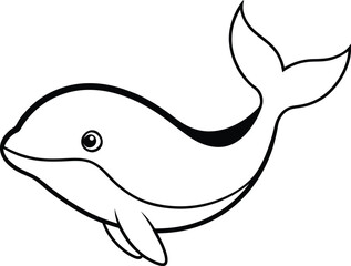 Adorable whale line art graphic for kids coloring books features clean lines and charming details ideal for young artists

