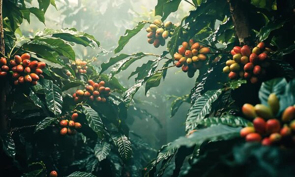 Coffee Beans Growing in the Mist