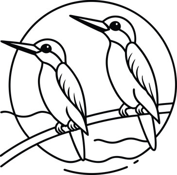 recommend clip art: Delightful line art of kingfishers great for kids to color
                    