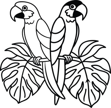 recommend clip art: Fun cute parrot line art for kids to color simple and charming design ideal for a children's coloring book
                    
                    