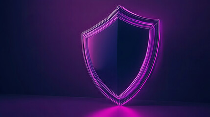 Fototapeta premium Neon pink shield glowing against a dark background